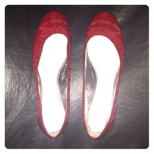 Orangey Red Patent Leather Flats